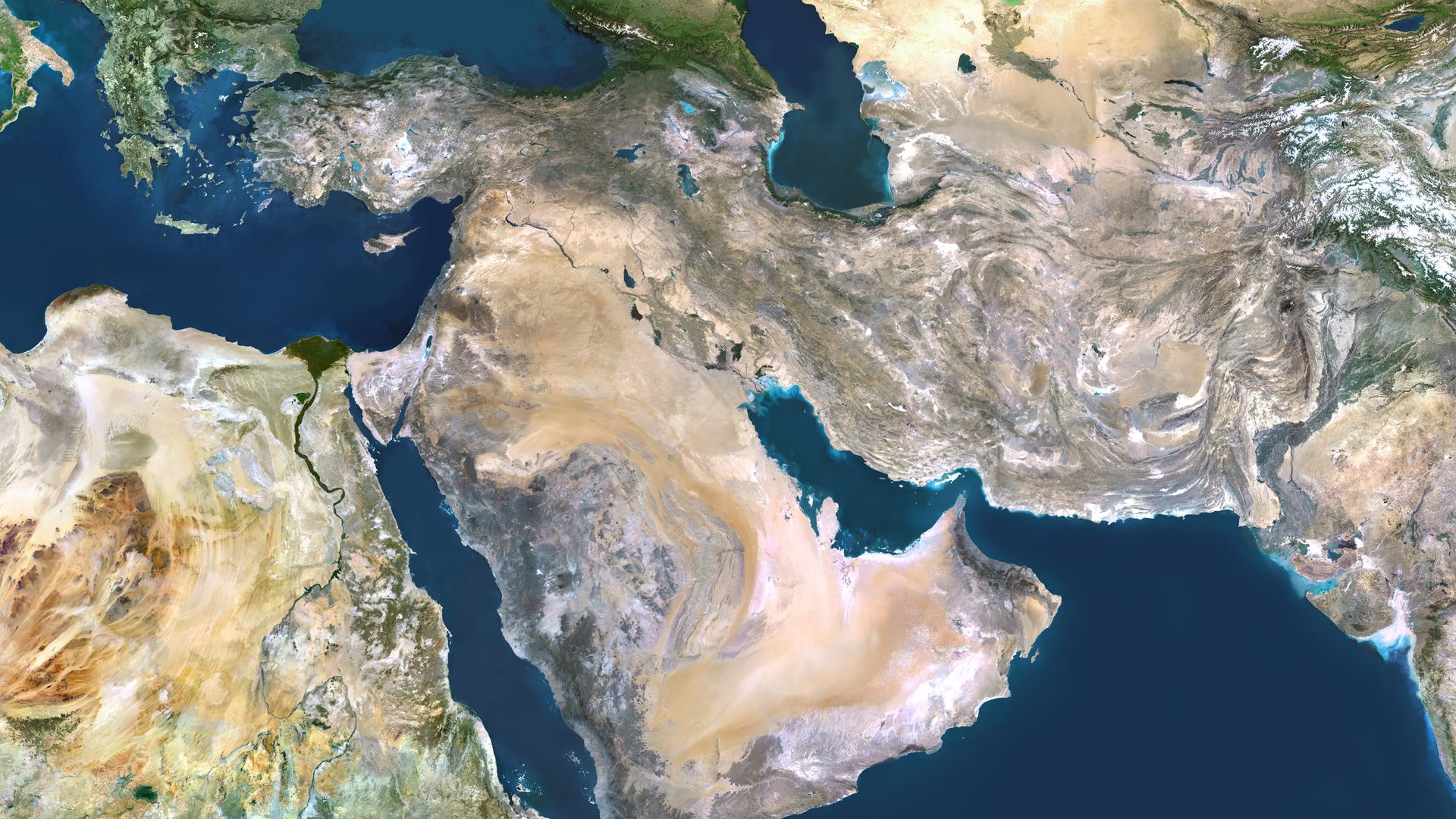 Satellite image of the Middle East