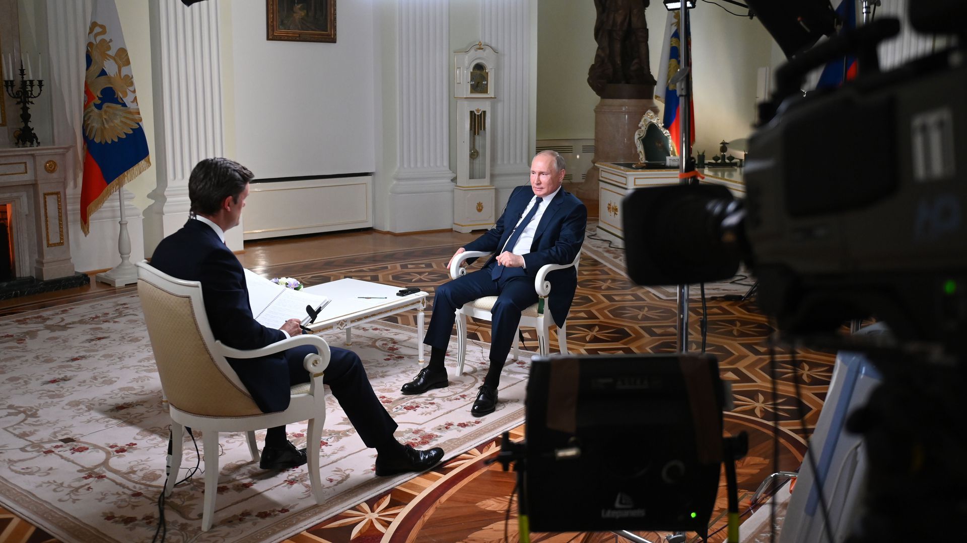 Vladimir Putin speaks to NBC's Keir Simmons in Moscow. 