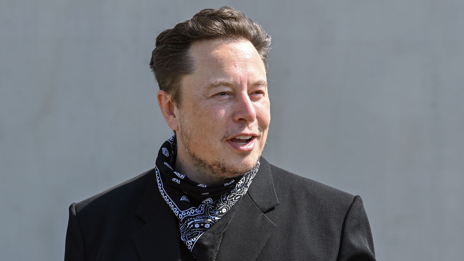 Elon Musk, Tesla CEO, stands at a press event on the grounds of the Tesla Gigafactory in Brandenburg, Grünheide, Germany, in 2021.