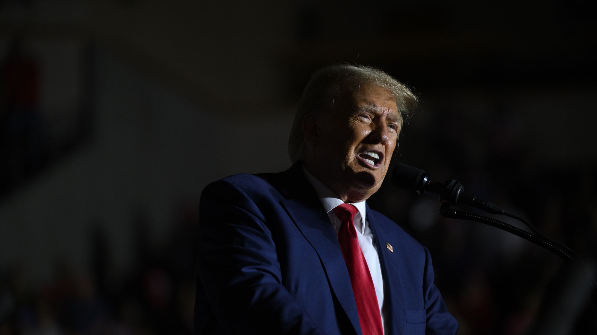 Former President Trump speaks at a rally.