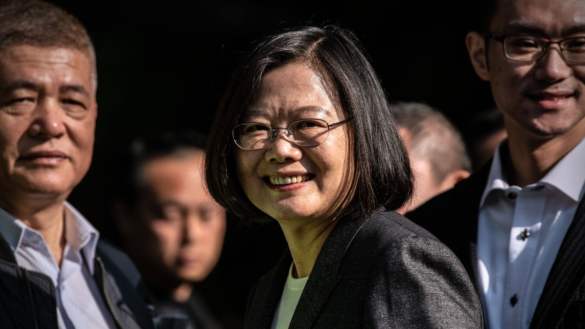 Taiwans President Tsai Ing-wen smiles as she leaves after casting her vote in the presidential election on January 11, 2020 in Taipei, Taiwan