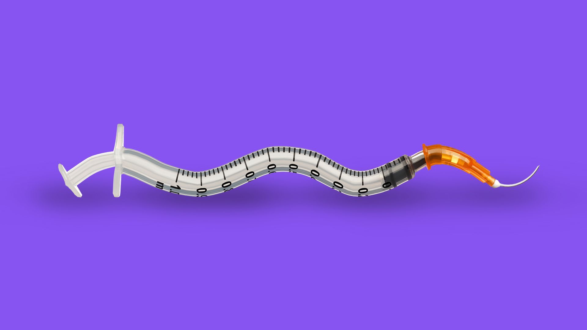 Illustration of a vaccine syringe warped into a wave shape.