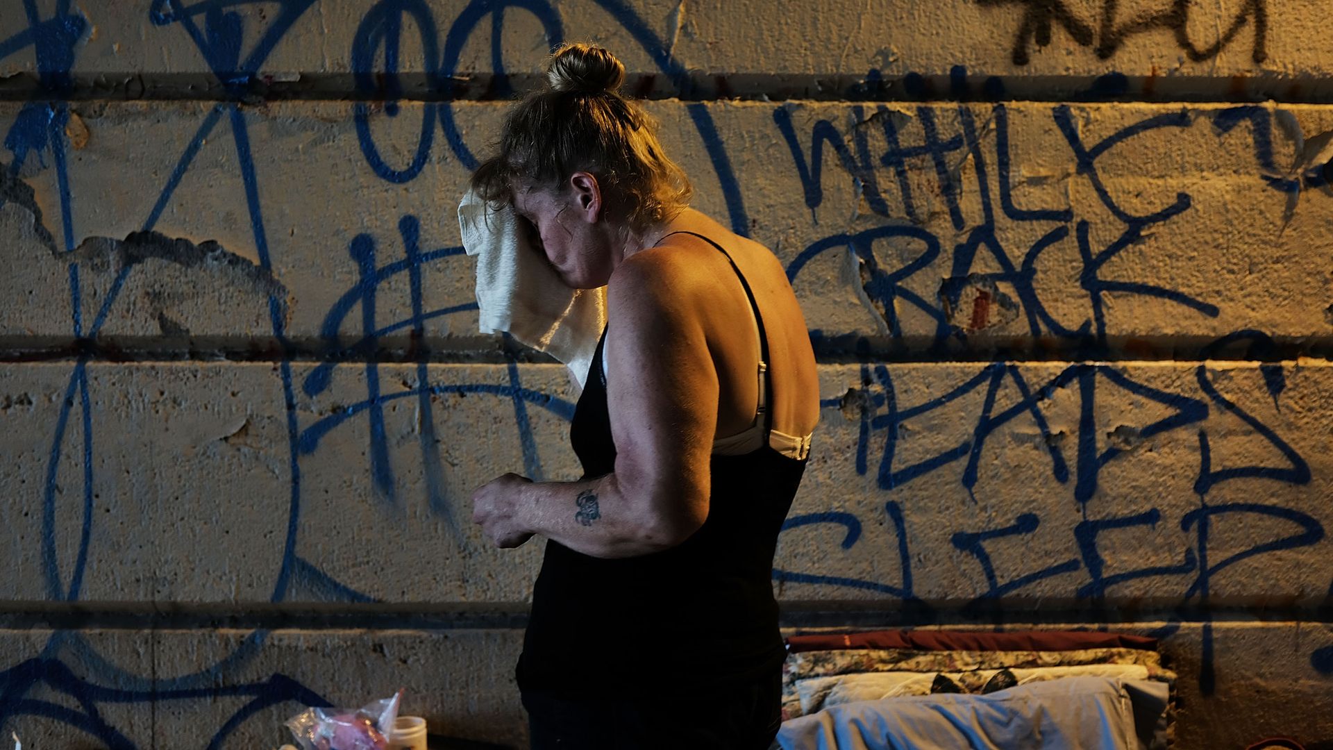 A woman who is homeless and addicted to heroin in Philadelphia