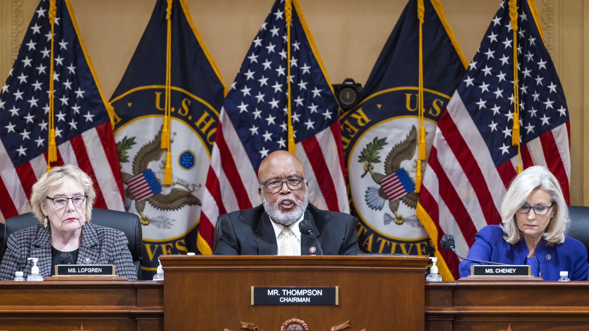Zoe Lofgren, Bennie Thompson and Liz Cheney