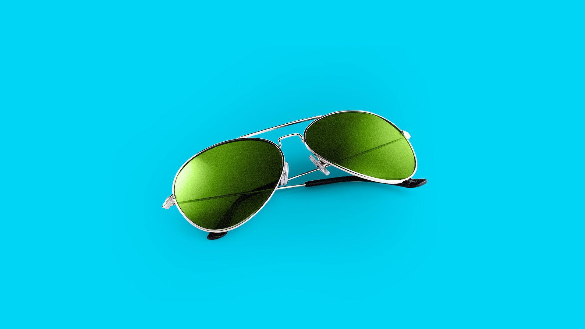 Illustration of aviator glasses with green lenses.