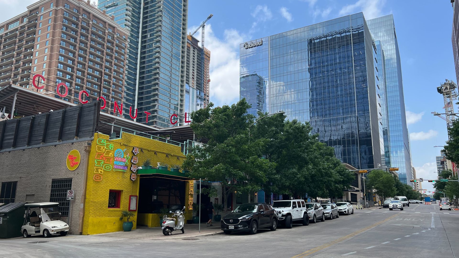 The current site of Cuatro Gato and Coconut Club at the corner of Colorado and 4th Streets.
