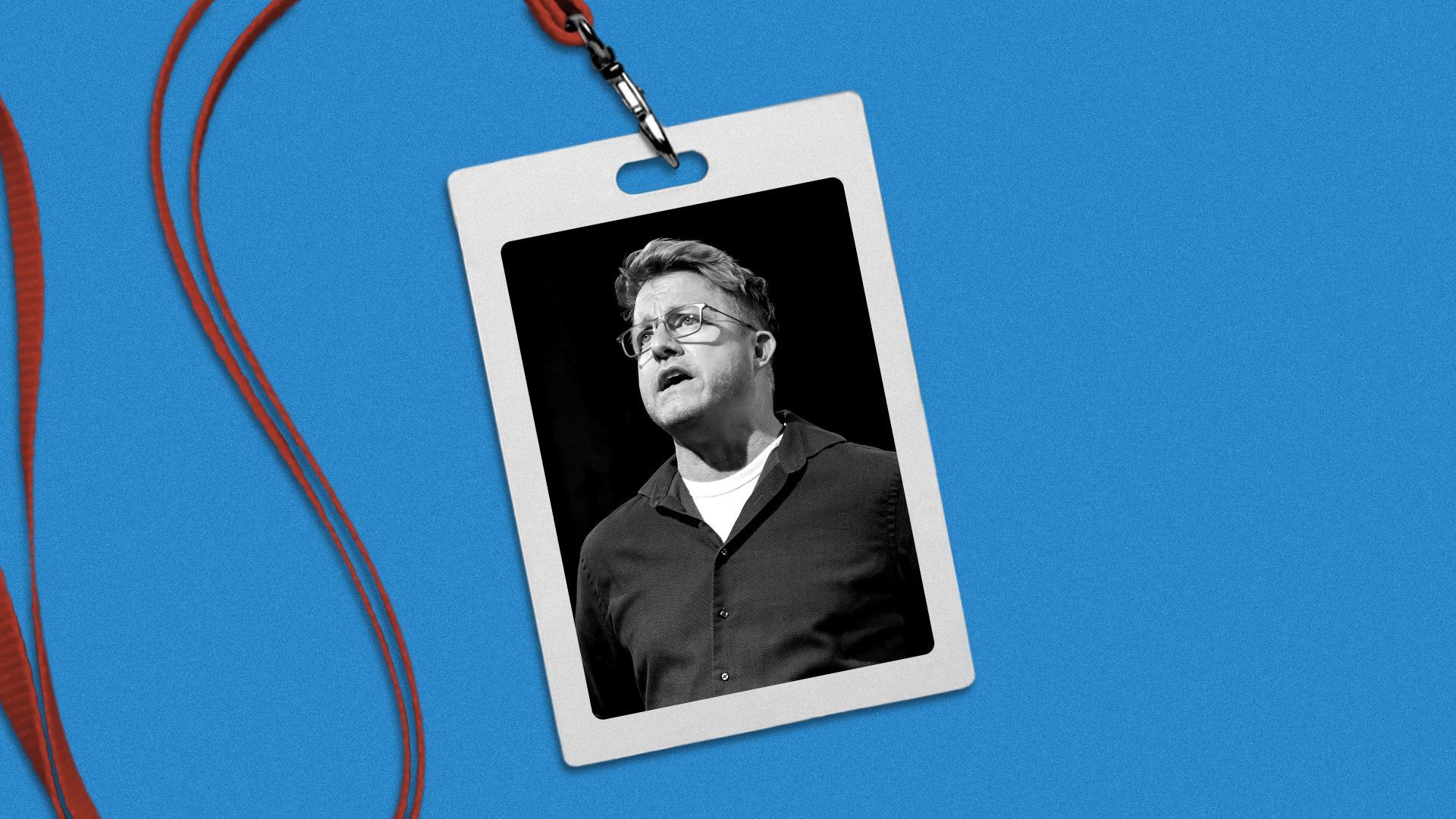 Photo illustration of Mark Chalfant in a lanyard style badge.