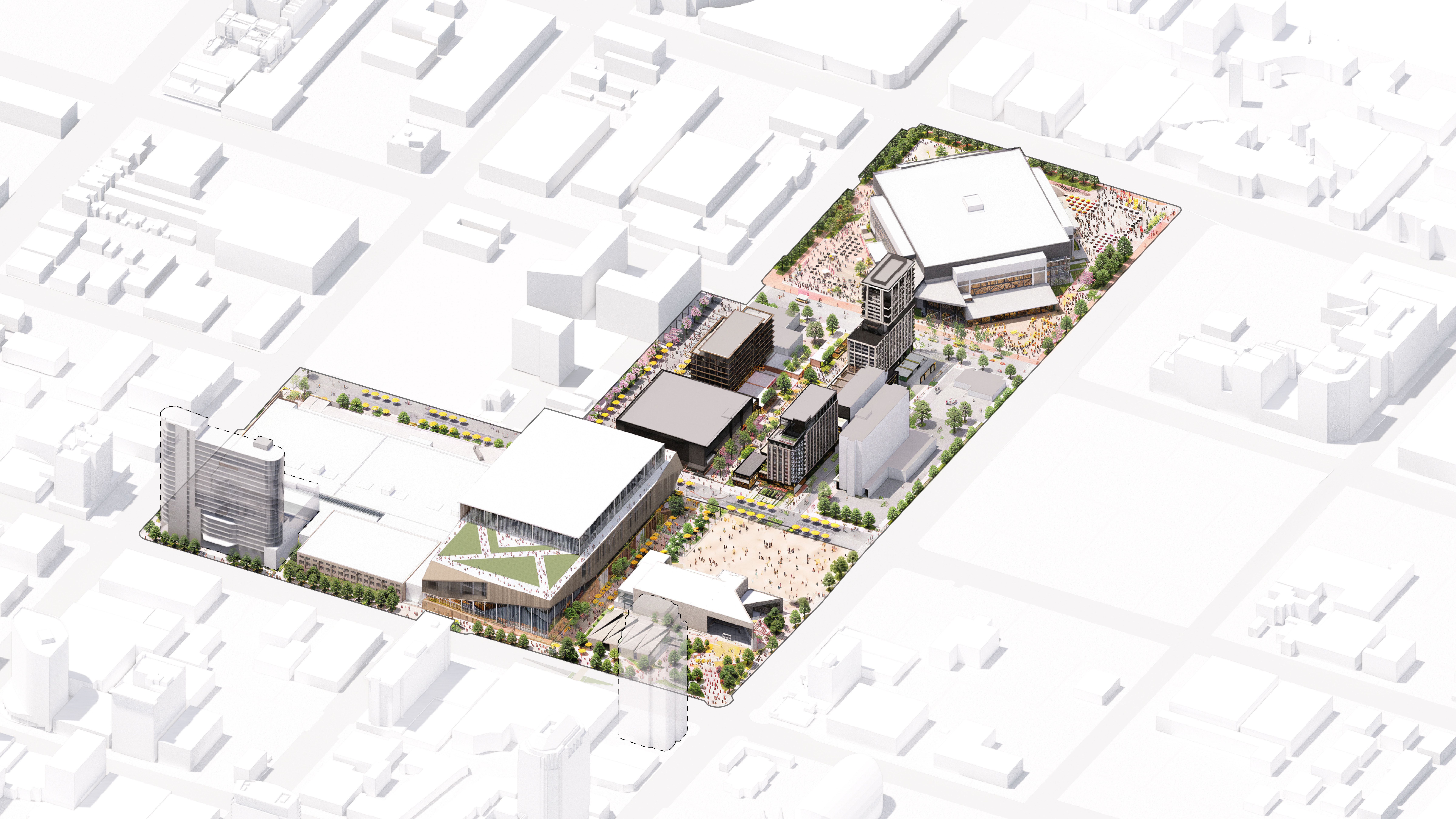 A rendering of the downtown sports district.