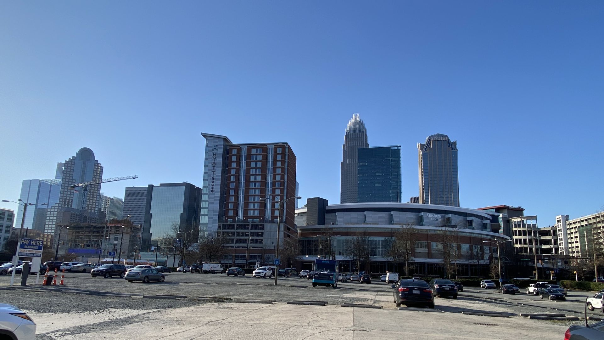 Uptown facing Spectrum Center.