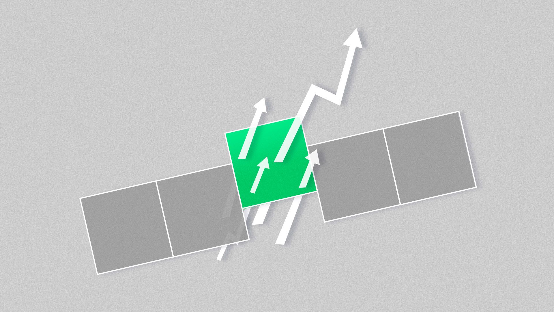 Illustration of upward arrows breaking through an abstract calendar.