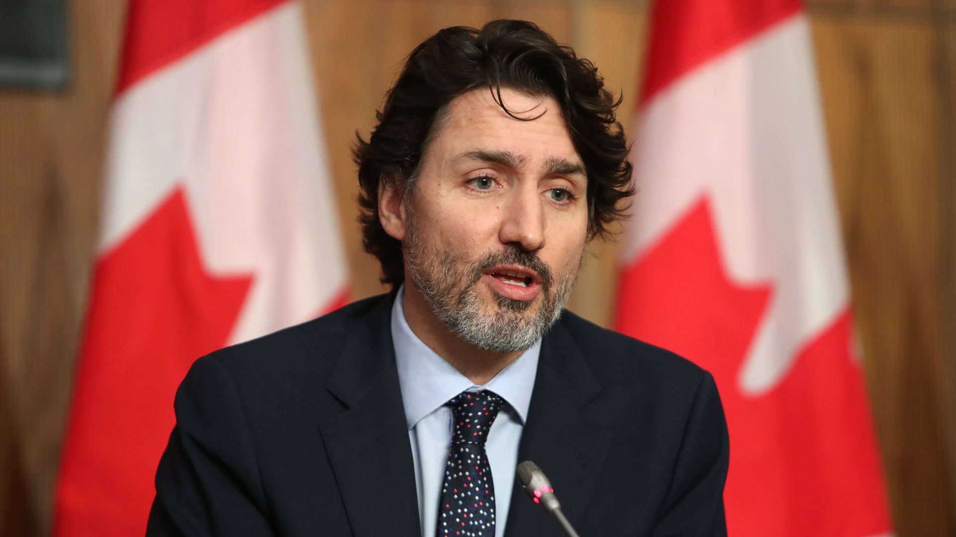 Justin Trudeau, Canada's prime minister, speaks during a news conference in Ottawa, Ontario, Canada, on Friday, May 7