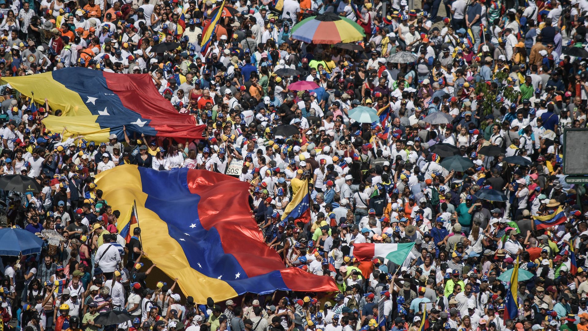 A large crowd of anti-Maduro protesters in Caracas, Venezuela. 