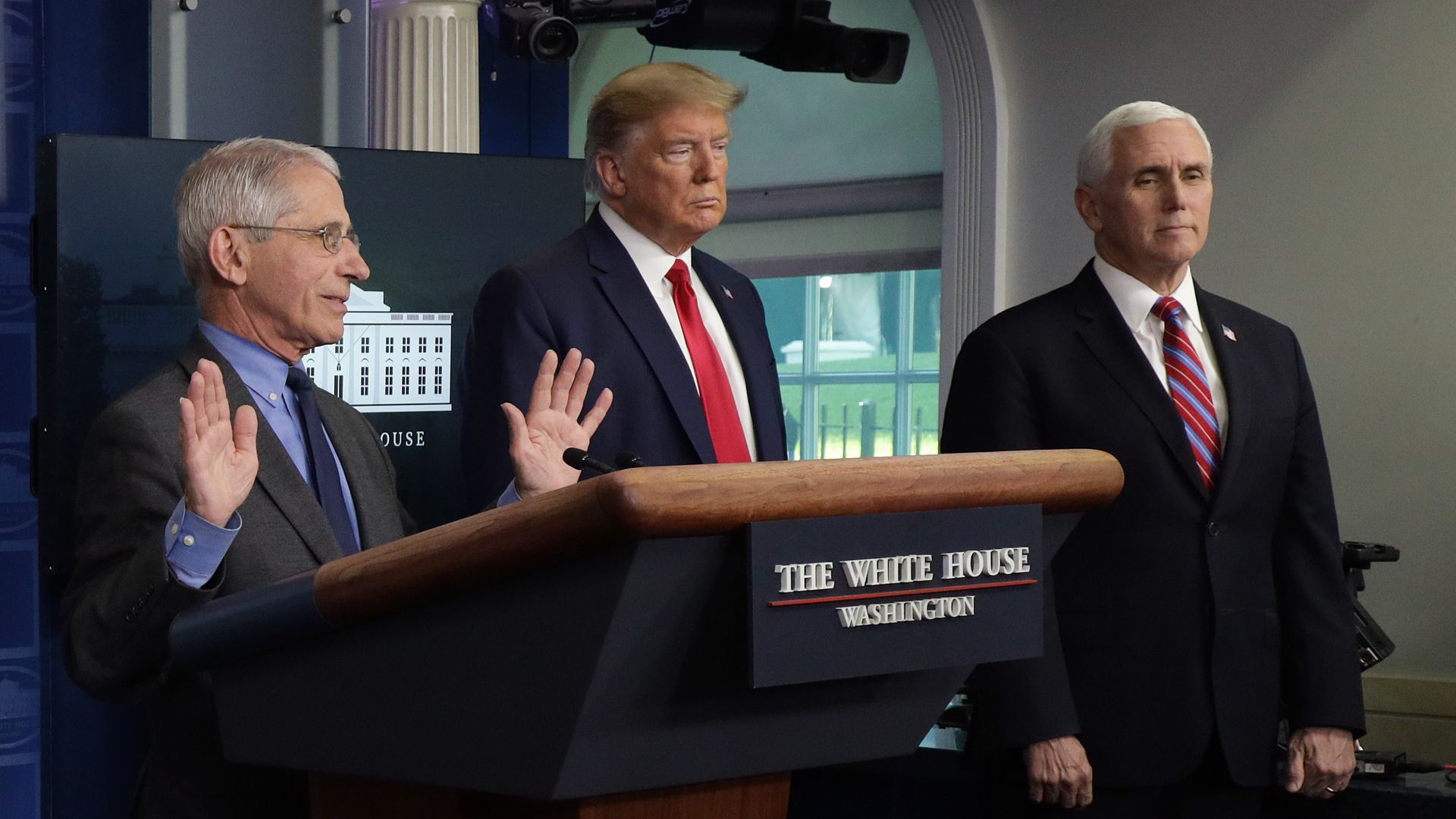 Pence, Fauci and Trump.