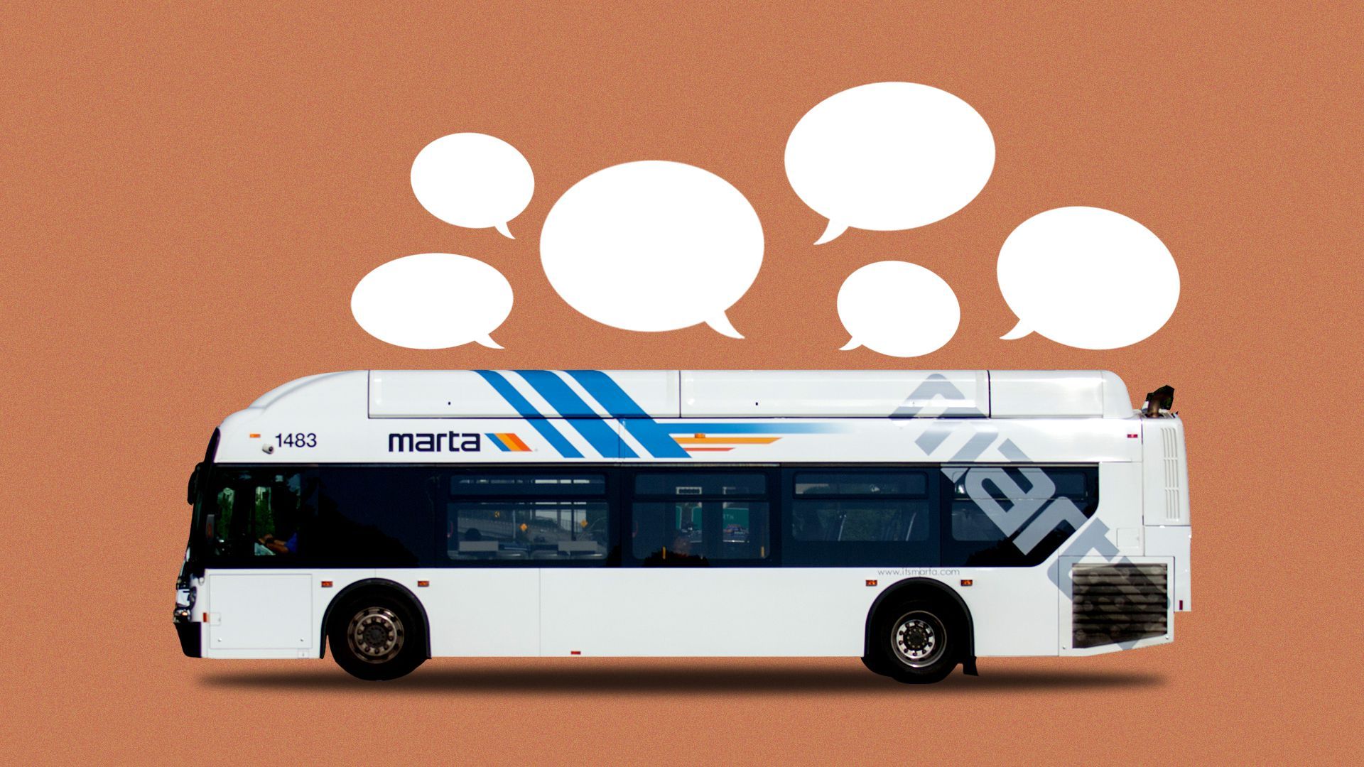 Illustration of Marta bus with speech bubbles