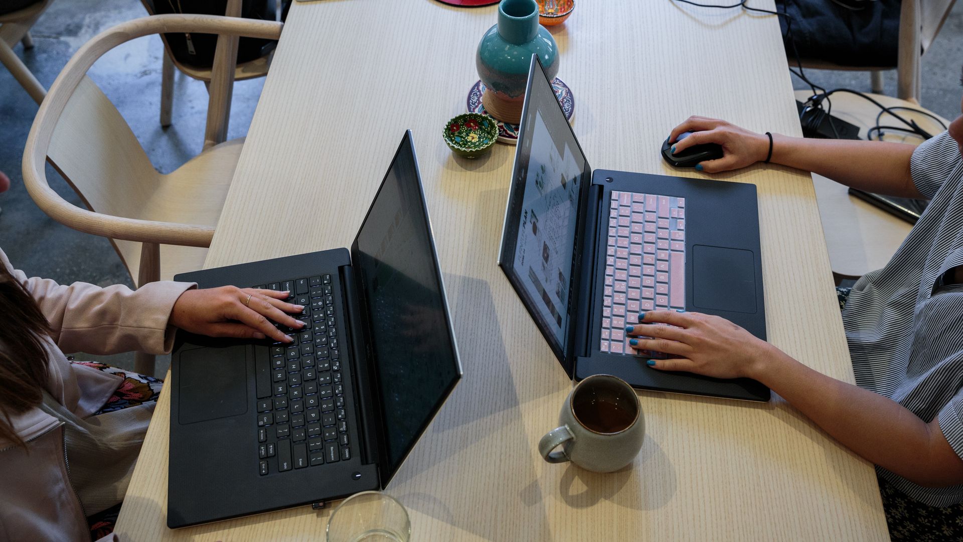 Employees on their laptops