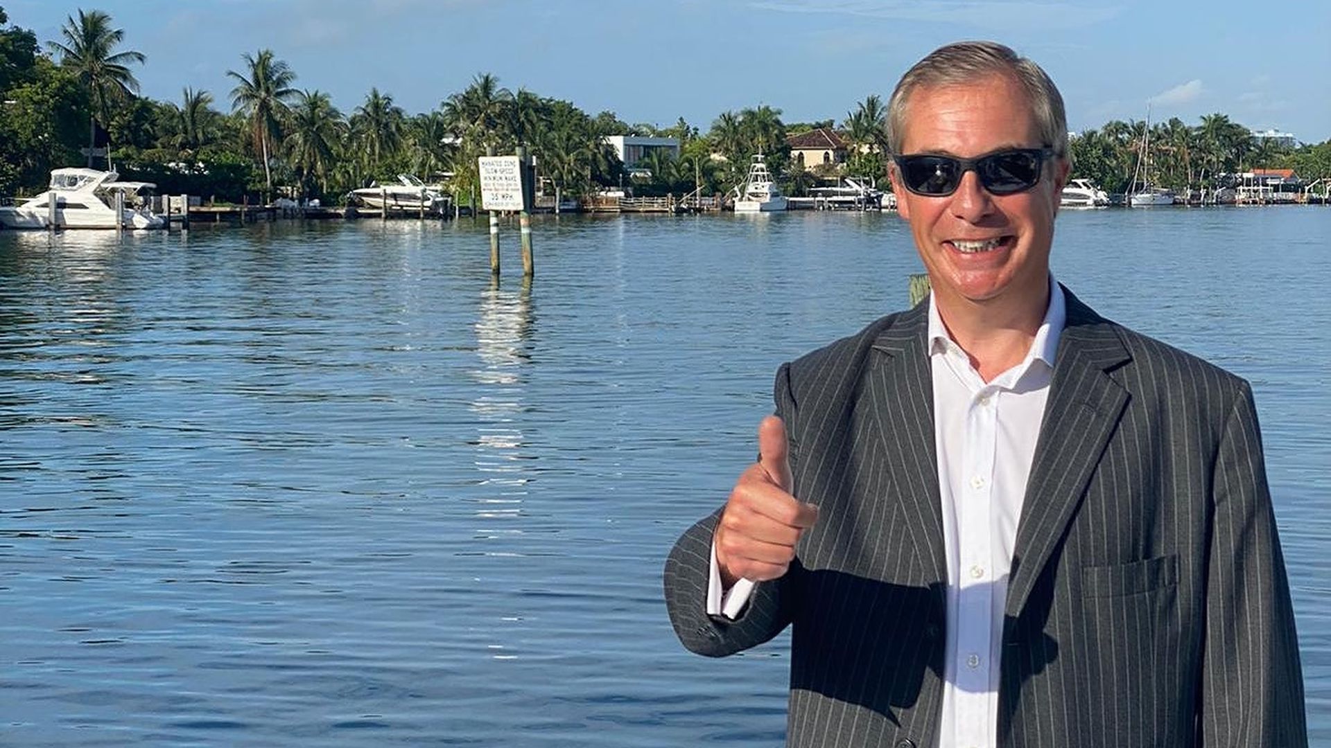 A photo of Nigel Farage he posted to Twitter before President Trump's rally, captioned "In the USA, only twenty four hours from Tulsa." 