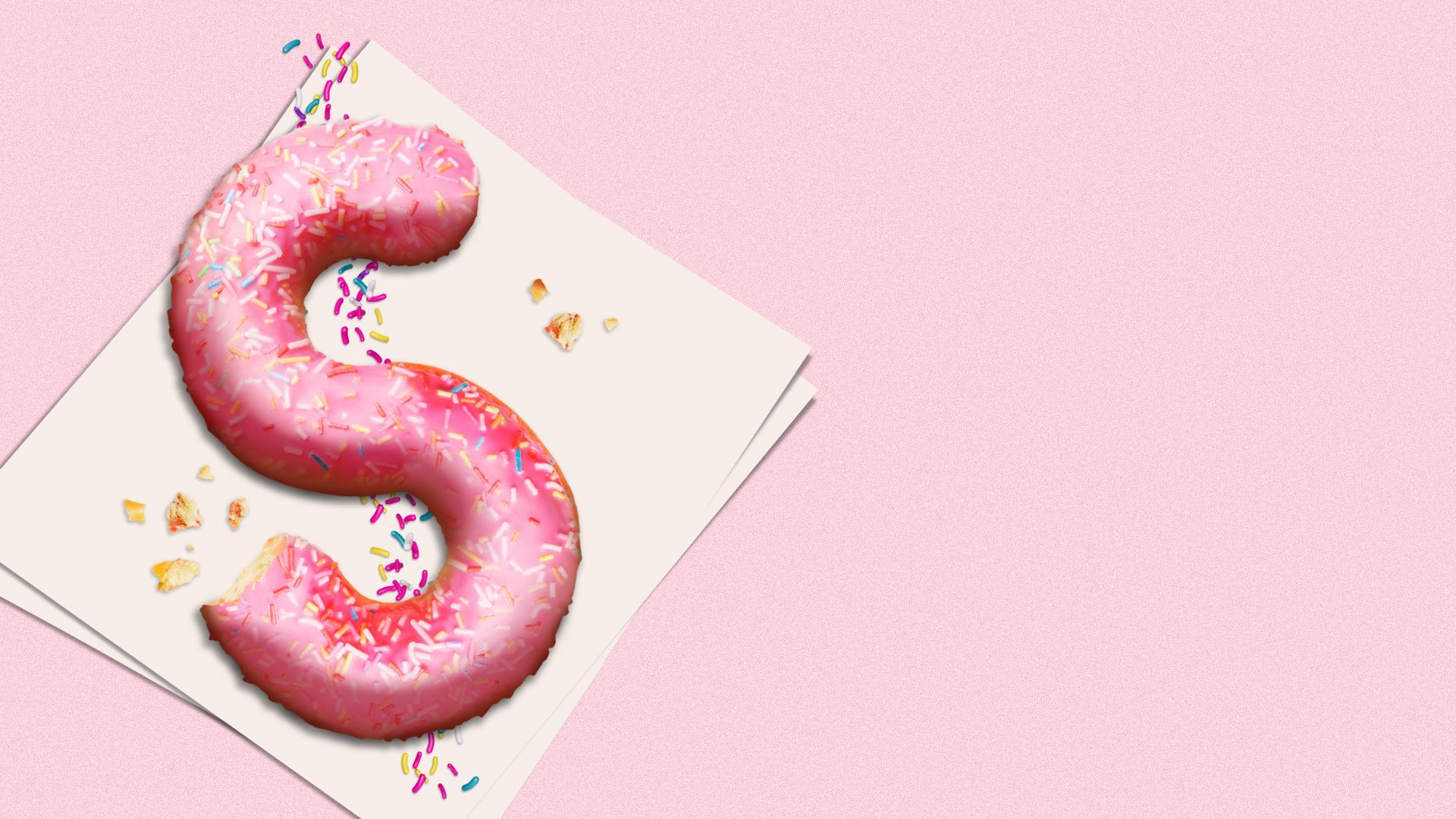 Illustration of a partially-eaten donut in the shape of a dollar sign