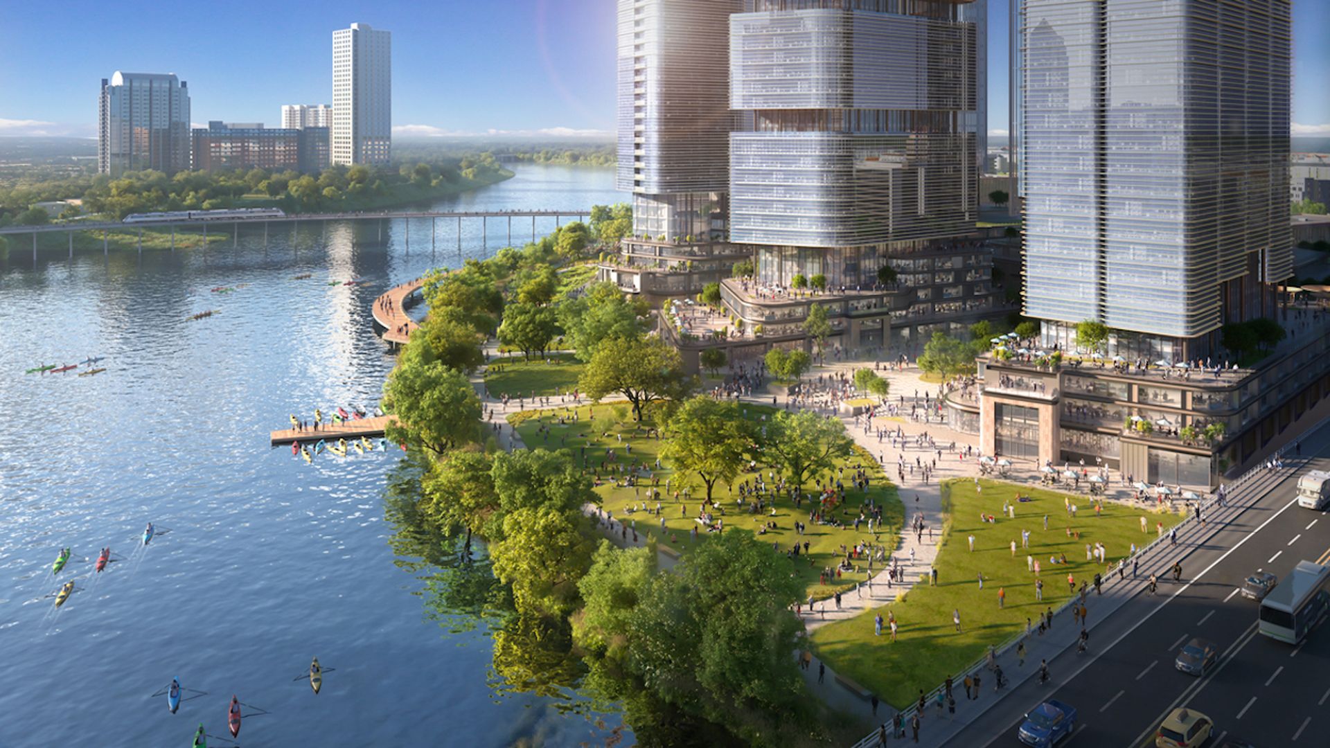 A rendering of proposed buildings on South Congress, at the old Statesman site.