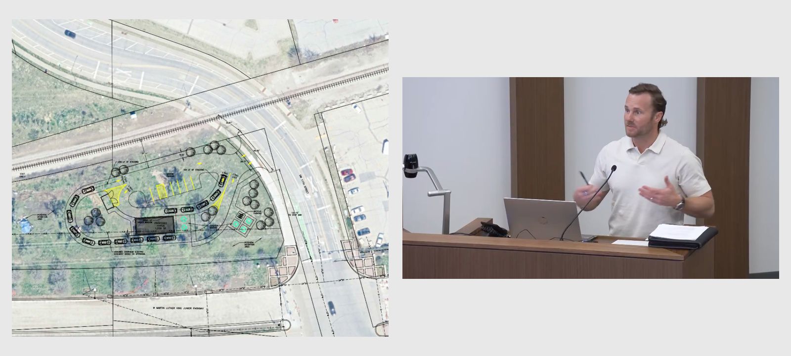 A map of the property and a photo of Hyper Energy Bar CEO Chris Whalen.