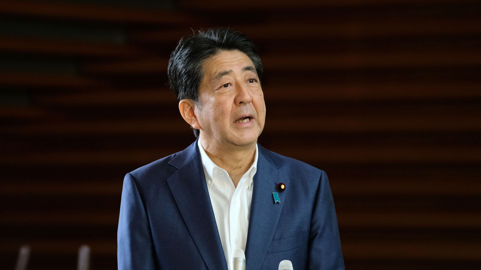Photo of Shinzo Abe speaking
