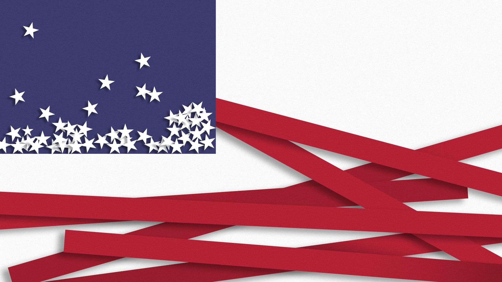 Illustration of an American flag with collapsed stars and stripes