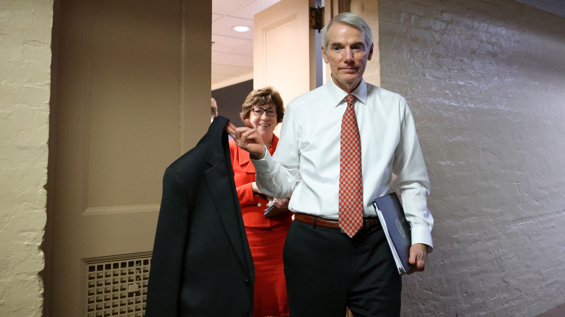 Sen. Rob Portman is seen exiting a meeting in the U.S. Capitol.