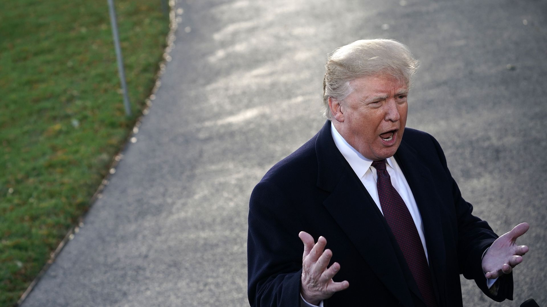 Donald Trump talking outside