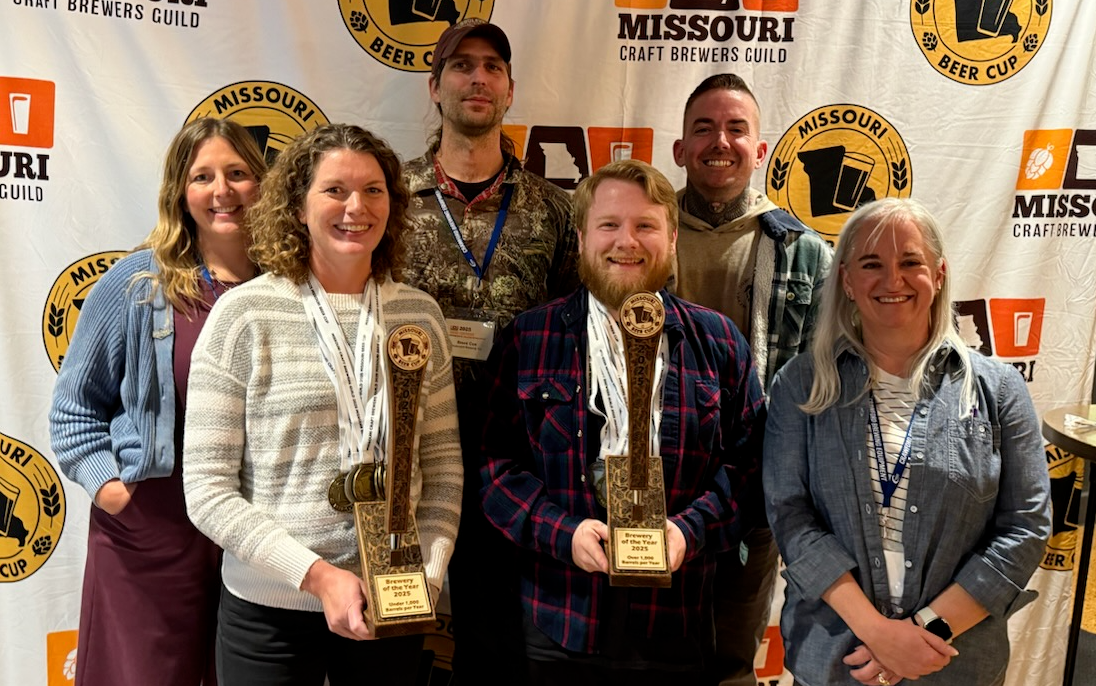 Winners hold trophies at the Missouri Craft Brewers Guild's inaugural Beer Cup competition.
