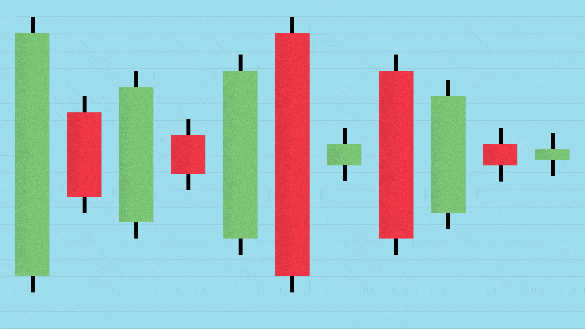 Animated illustration of a moving stock chart.