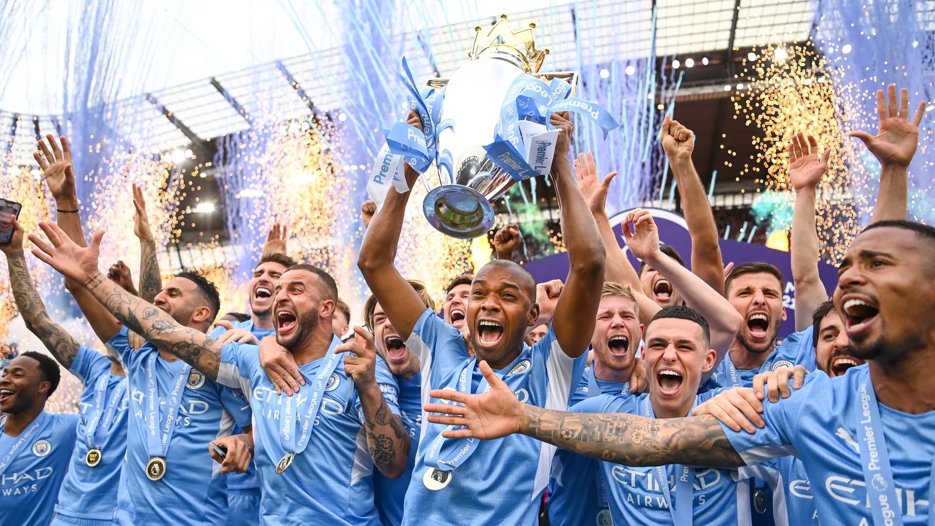 Manchester City celebrating