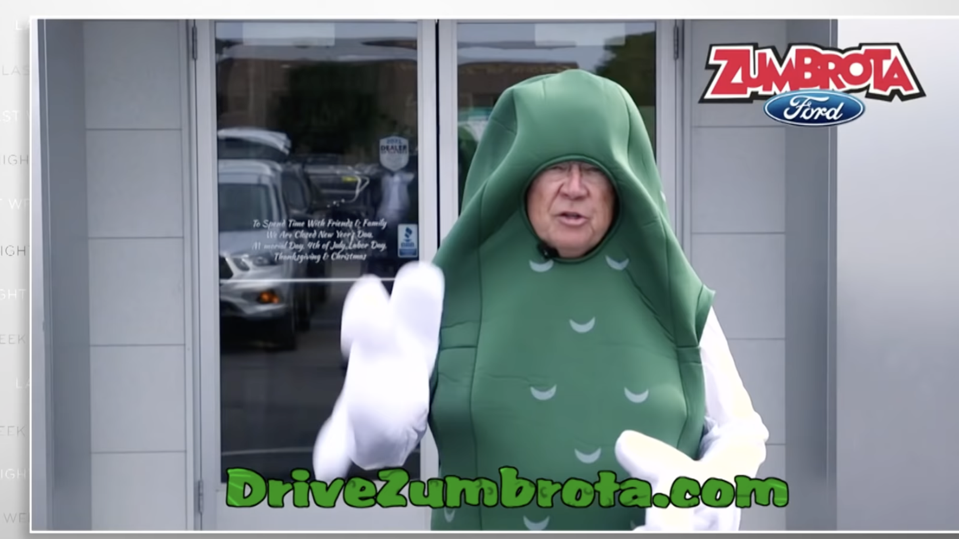Steve Johnson of Zumbrota Ford wears a pickle costume in a commercial for John Oliver's "Last Week Tonight" 