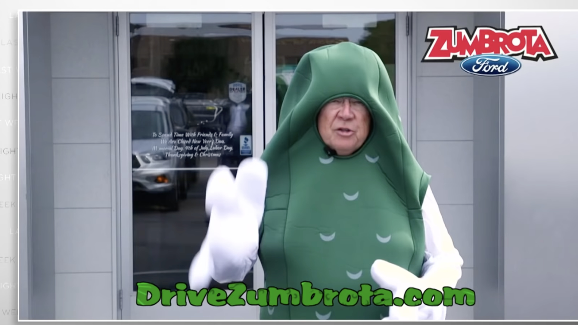 Steve Johnson of Zumbrota Ford wears a pickle costume in a commercial for John Oliver's "Last Week Tonight"