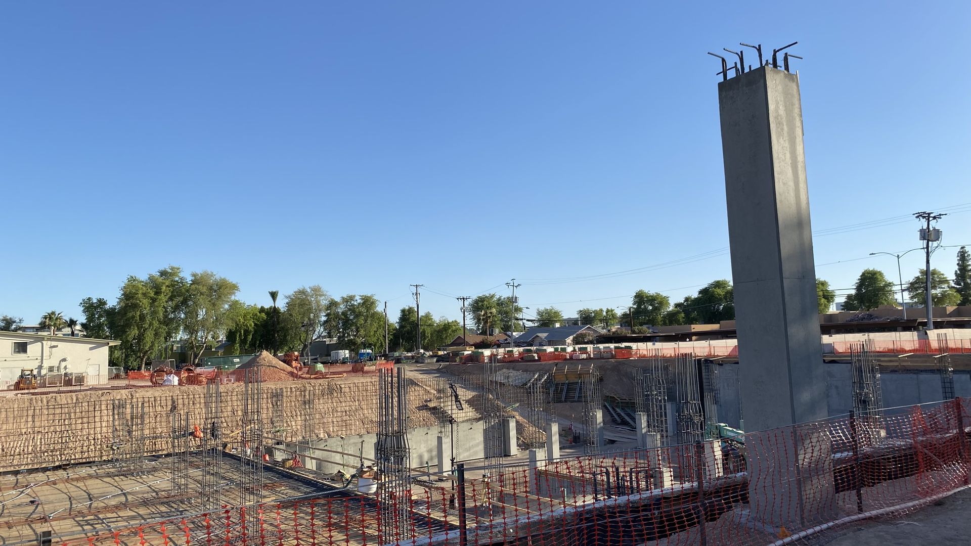 A construction site for an underground parking garage. 