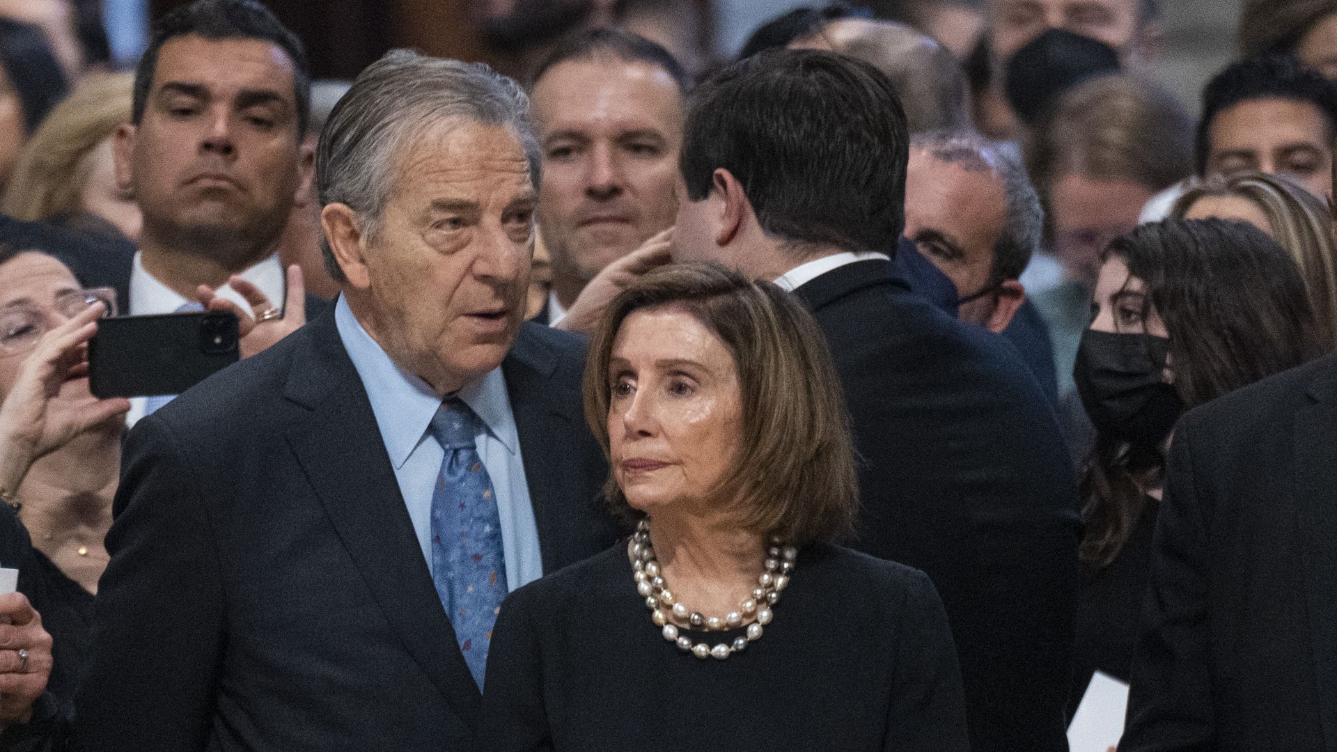 House Speaker Nancy Pelosi (R), with her husband Paul Pelosi (C), attend a Holy Mass for the Solemnity of Saints Peter and Paul led by Pope Francis in St. Peter's Basilica.