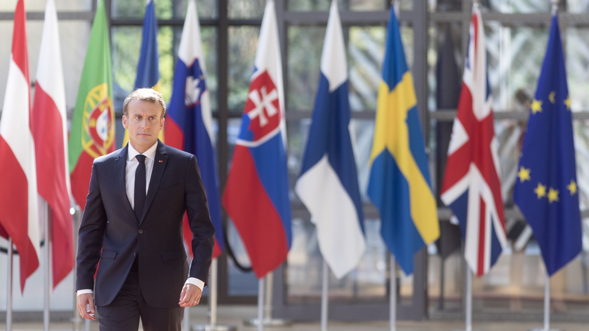 French President Emmanuel Macron at the EU headquarters
