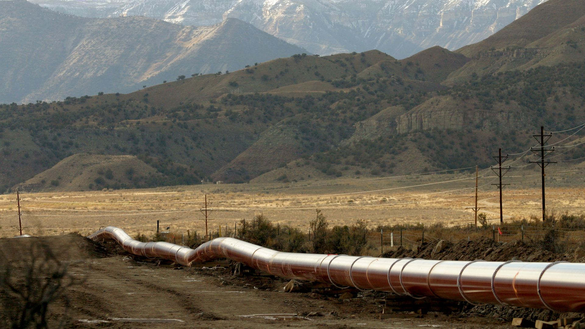 natural gas pipeline crossing mountain valley