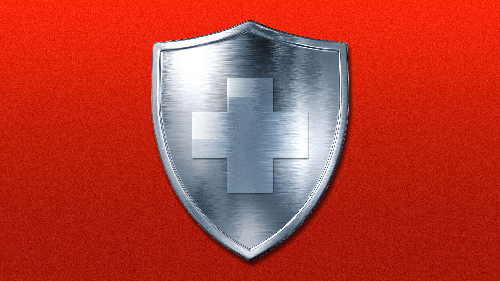 Illustration of a shield with medical cross across the front