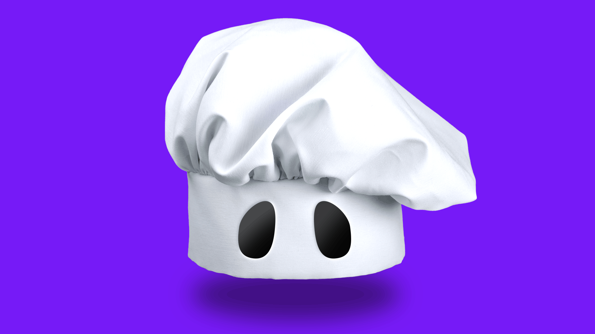 Animated gif of a chef's hat with ghost eyes floating above the ground
