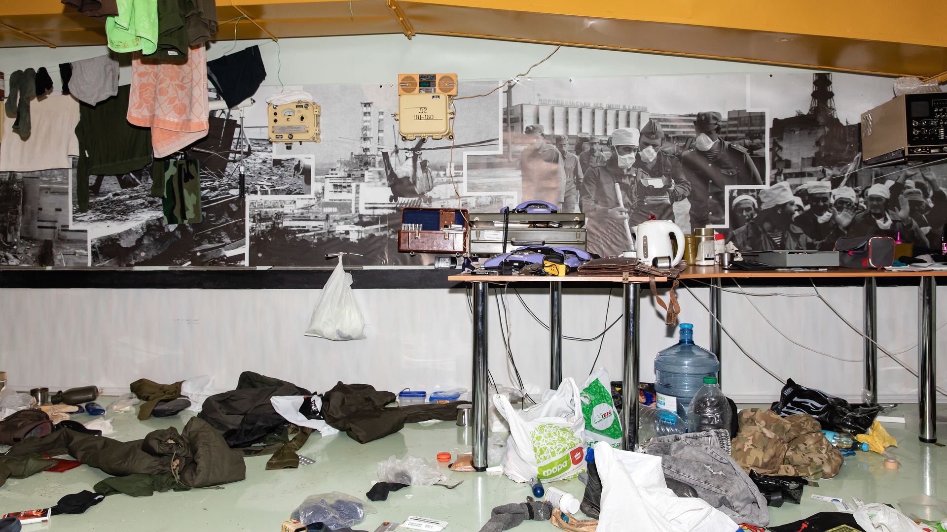 View of a room in the administrative building of the Chernobyl nuclear power plant where since February 24.