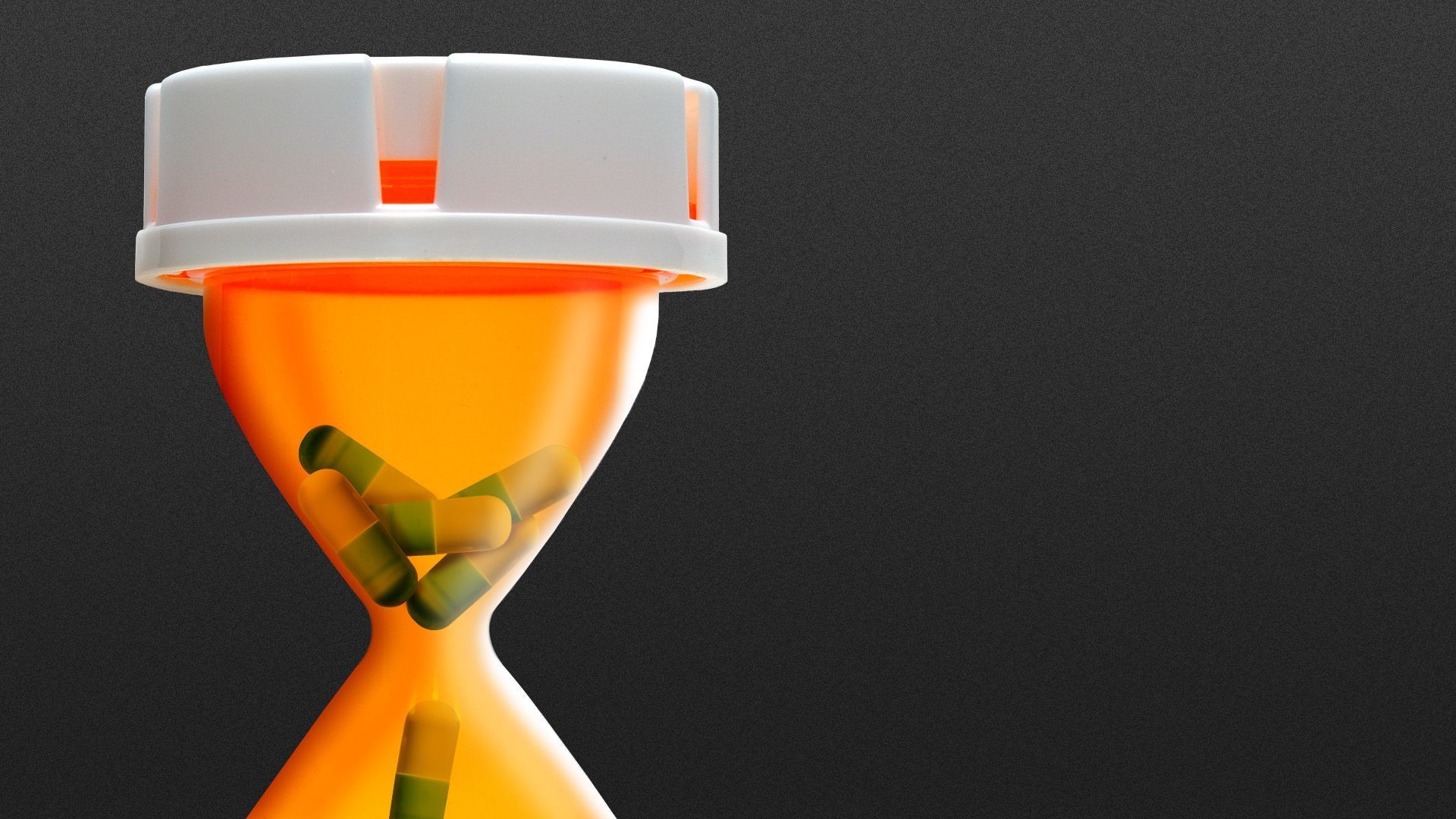 Illustration of a pill bottle being squeezed