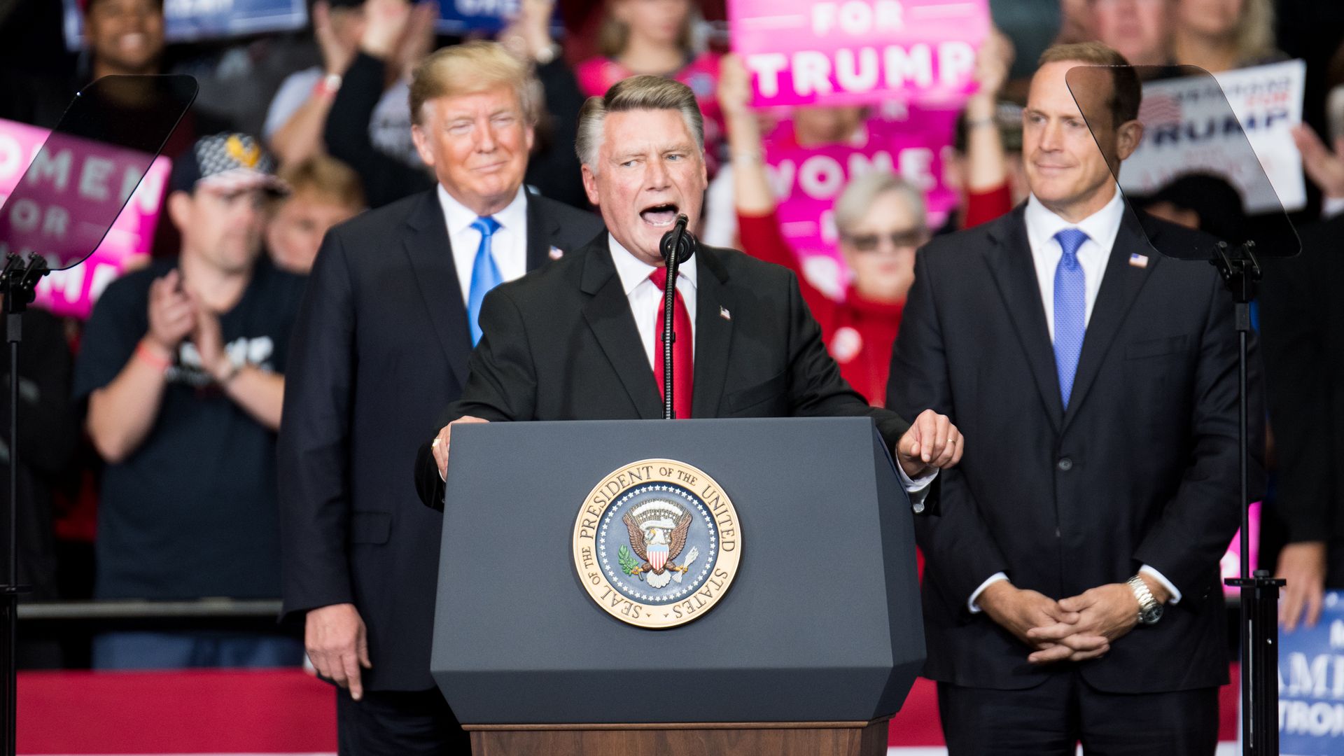 North Carolina’s 9th district Republican candidate at a campaign rally last year. 