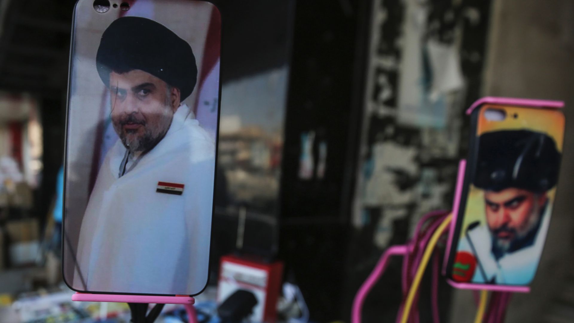 Muqtada al-Sadr on cell phone covers.