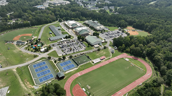 Gaston Christian School campus aerial shot.