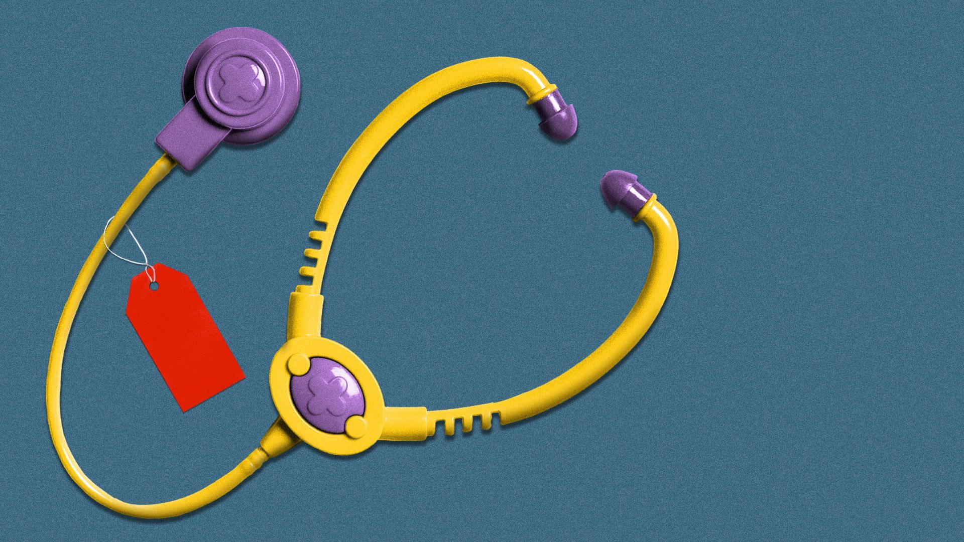 Illustration of a price tag on a toy stethoscope.