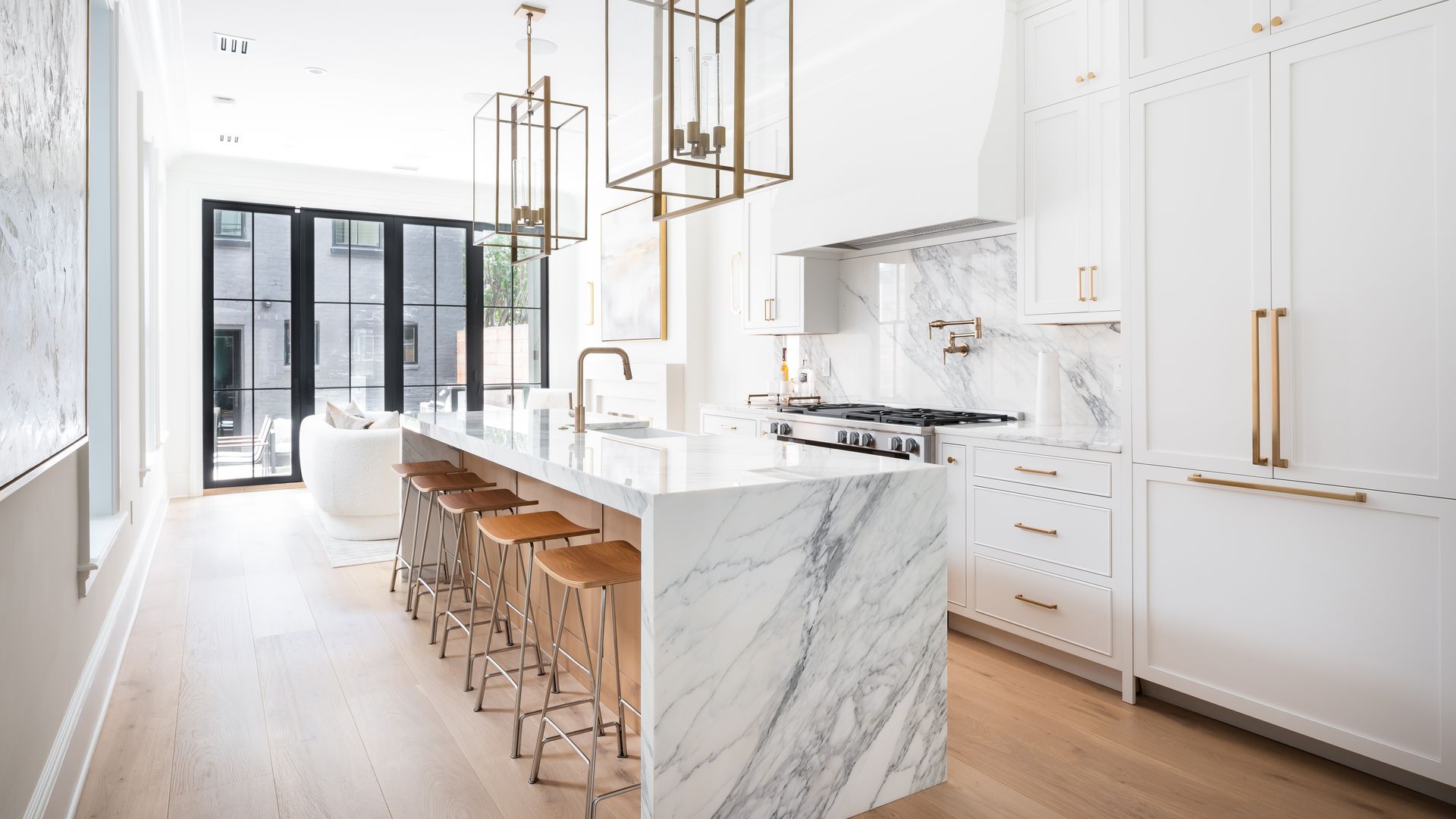 luxury kitchen with white cabinets