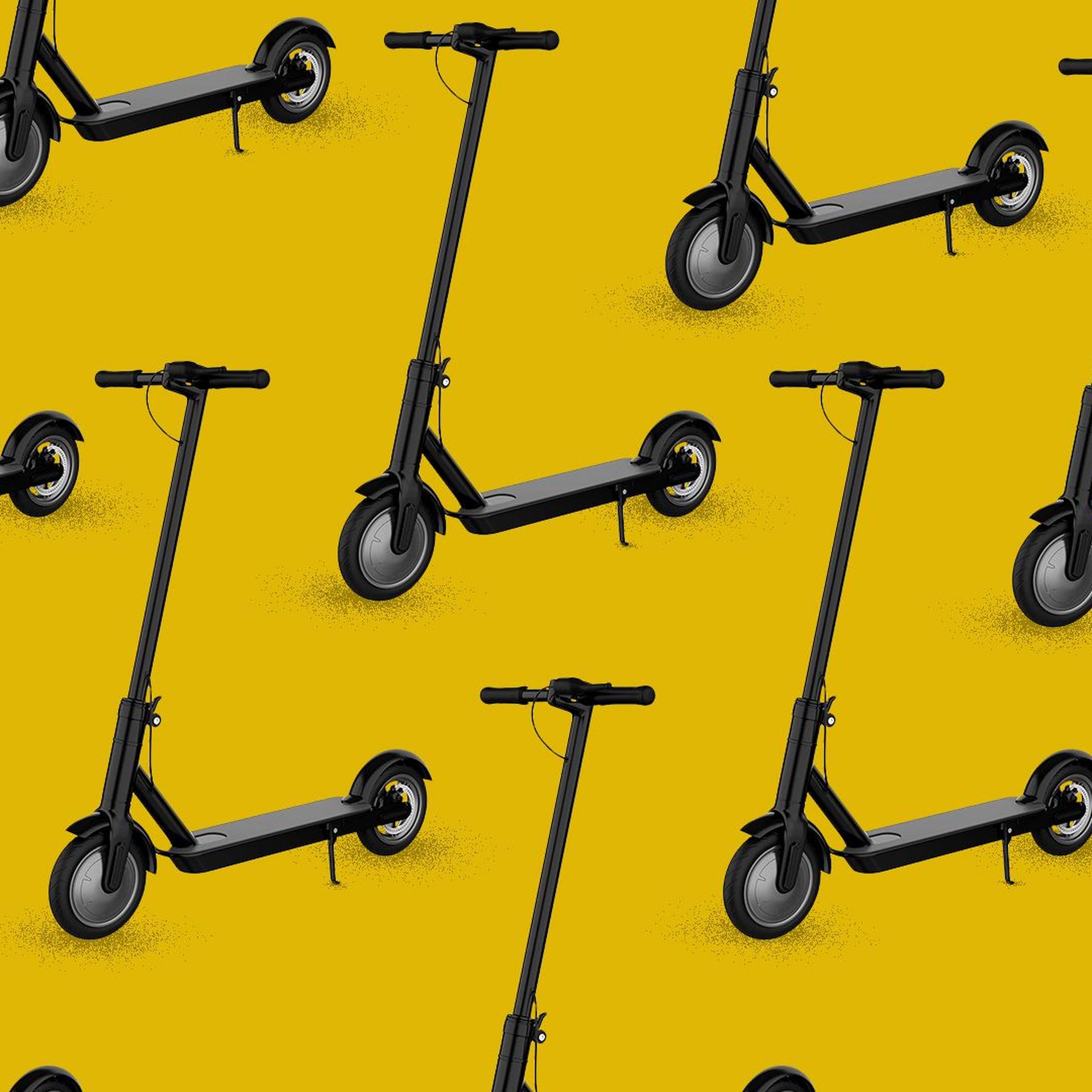 Illustration of a pattern of scooters.  