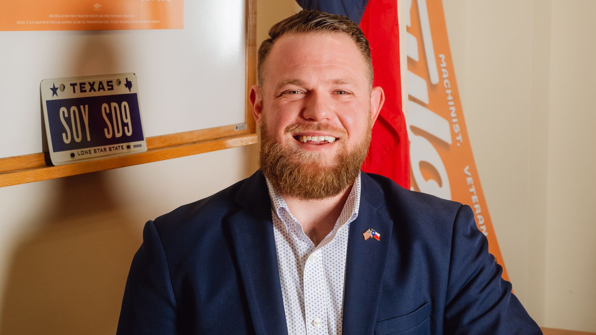 Taylor Rehmet, the Democratic candidate for Texas Senate District 9, at the International Association of Machinists and Aerospace Workers building in Fort Worth, Texas, Jan. 14, 2026. A state Senate runoff in the Fort Worth suburbs will preview whether a backlash against conservative social policies