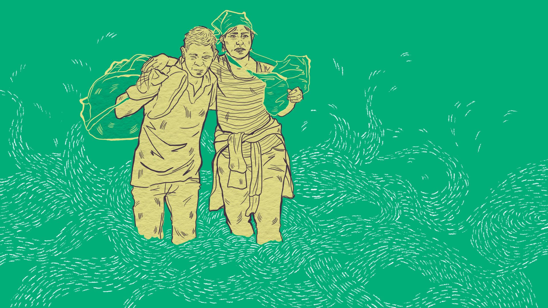 Illustration of refugees