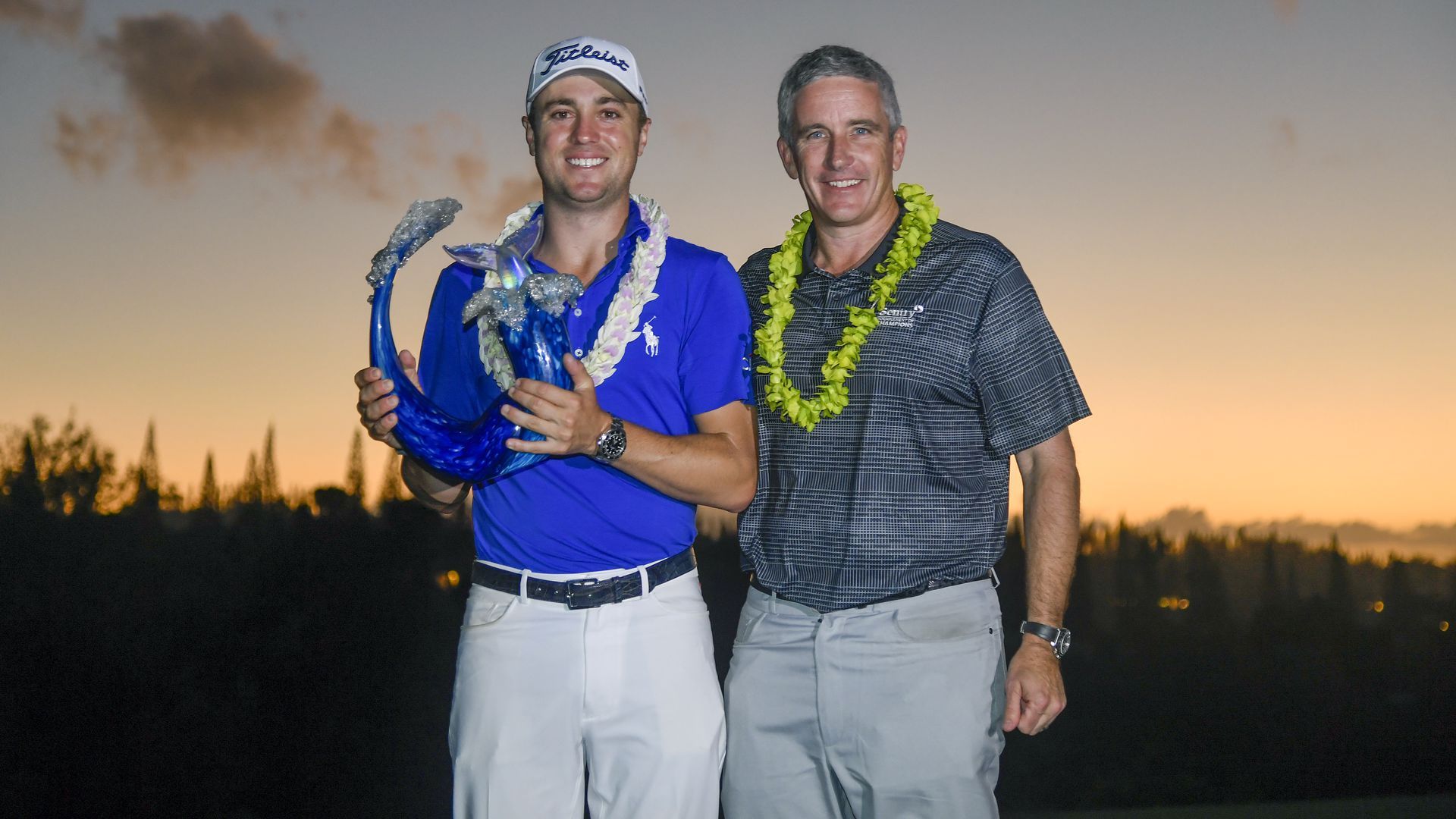 Justin Thomas with PGA Tour commissioner Jay Monahan