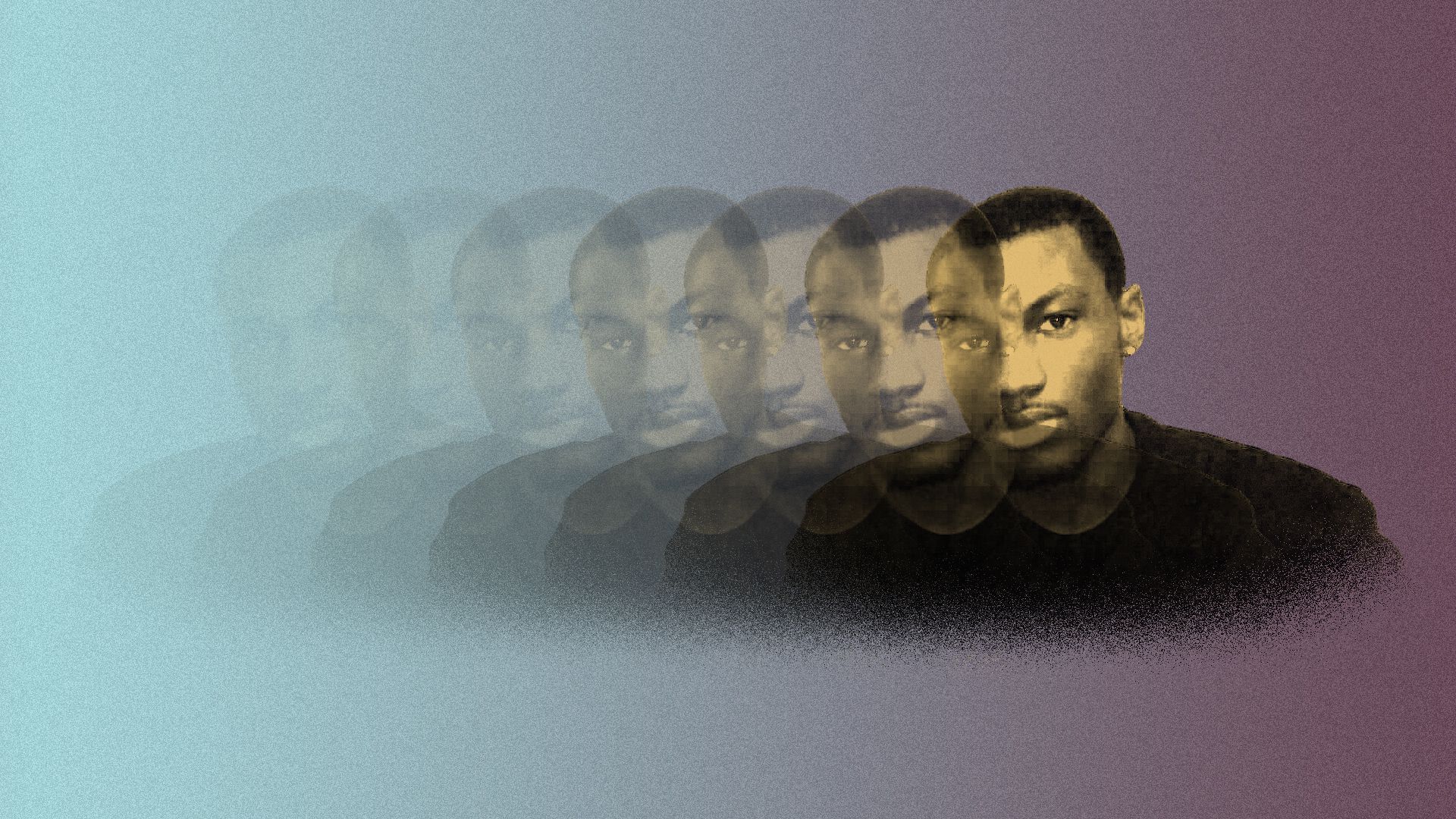 Photo illustration of several images of Mikese Morse, fading from right to left.